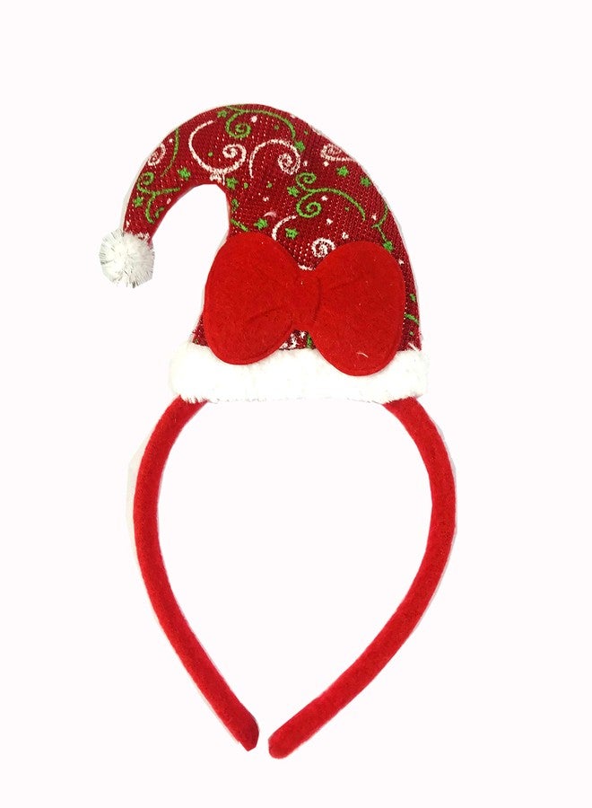 Evisha Fabric Reindeer and Santa Cap Shape Hairbands for Christmas Prop (Red) - Image 5